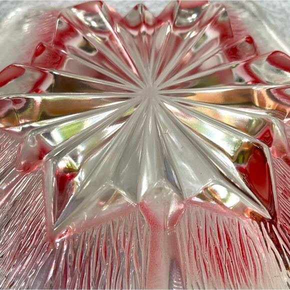 Vintage Textured Clear Red Ombré Hexagram Beveled Starburst Center Decor Dish - Picture 9 of 15